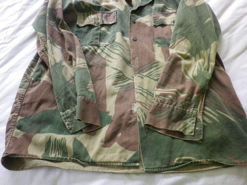 RHODESIAN ARMY LONG SLEEVE CAMMO SHIRT - SOME BUTTONS MISSING + MINOR REPAIRS - PARAMOUNT (8439)