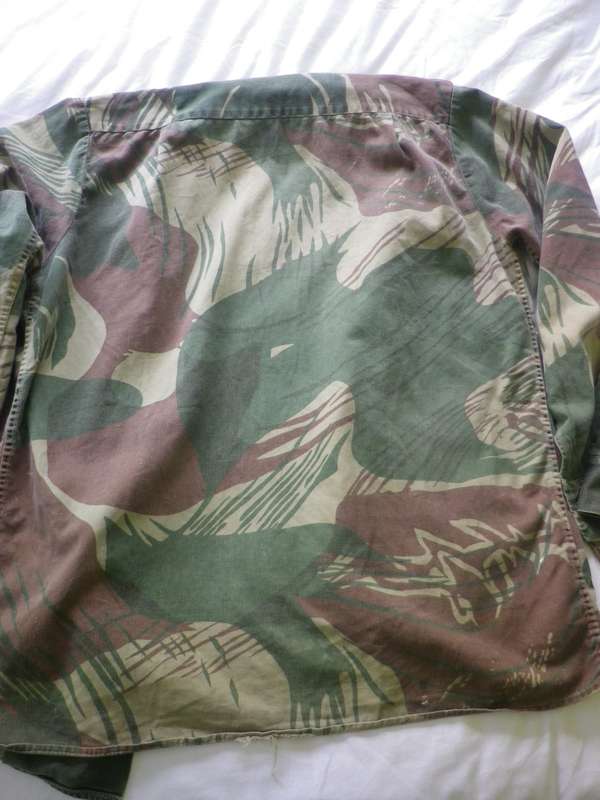 RHODESIAN ARMY LONG SLEEVE CAMMO SHIRT - SOME BUTTONS MISSING + MINOR REPAIRS - PARAMOUNT (8439)