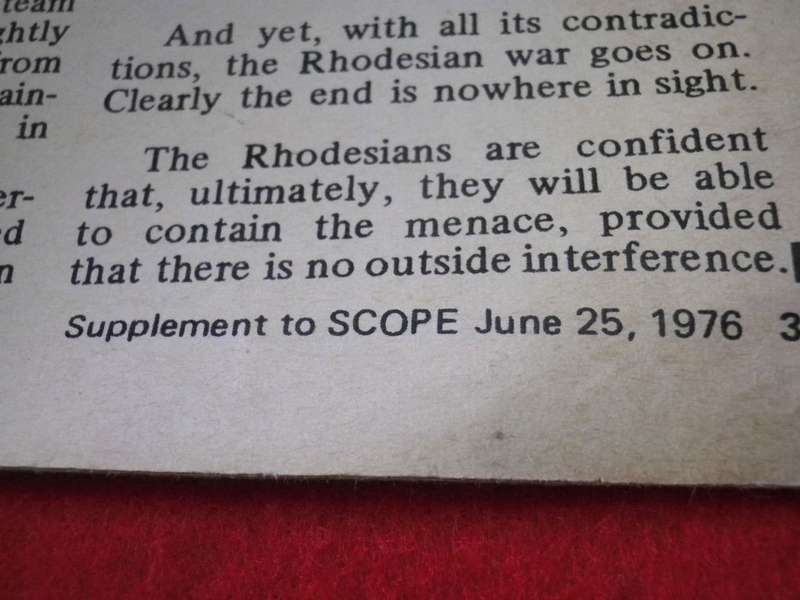 2 SCOPE SUPPLEMENTS ` THE WAR IN RHODESIA` - 1 INCOMPLETE    (1050)