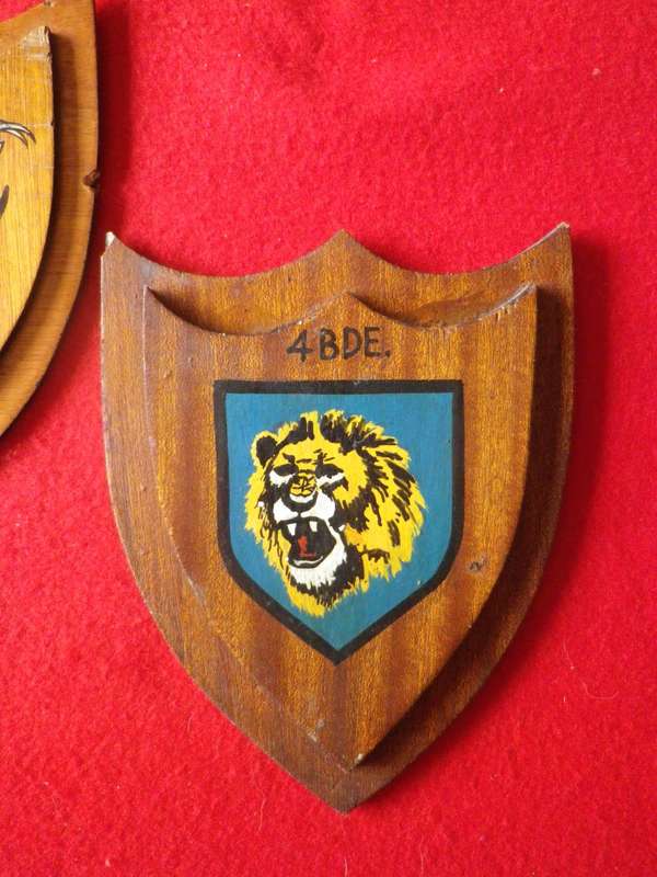 RHODESIAN - PERIOD SET BRIGADE PLAQUES - HAND MADE AND PAINTED - MINOR DAMAGE  SIZES 15.7x19cm(8586)