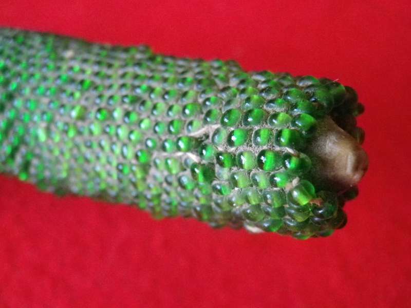 RHODESIA - EARLY NDEBELE POWDER HORN - BEADED + ORIGINAL STOPPER - FROM MATOPOS AREA       (8608)