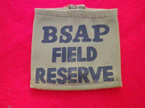 RHODESIA - BSAP FIELD RESERVIST EPAULETTE SLIP ON.  BLACK PRINTED ON KHAKI