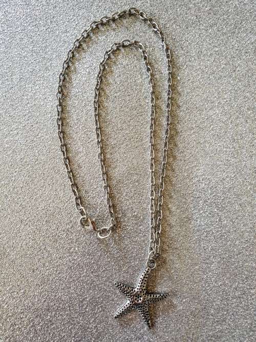 Silver Chain Necklace with Starfish Pendant