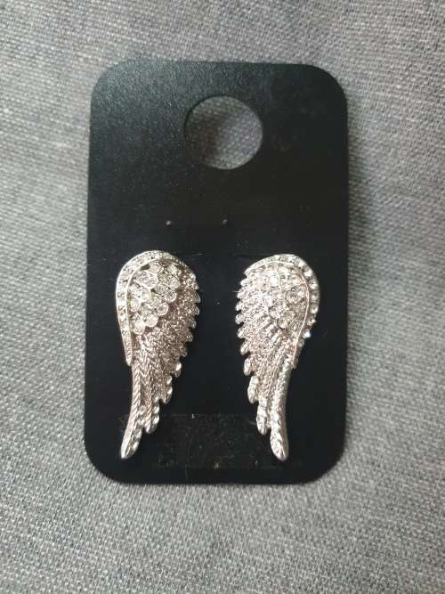 Stunning diamante angel wing earrings
