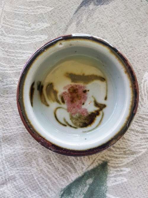 Little vintage pottery trinket dish 8.5 cms in diameter