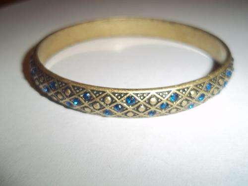 Absolutely Gorgeous Bangle - Antique Finish with Blue Stones (photos don't do it justice)