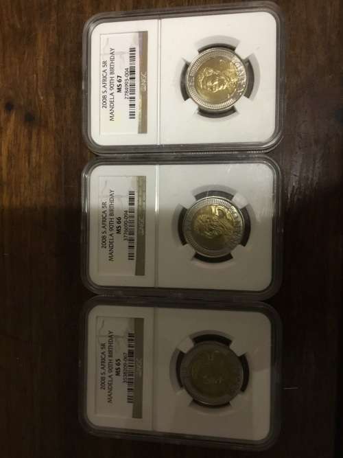 3 x Mandela 2008 NGC graded coins