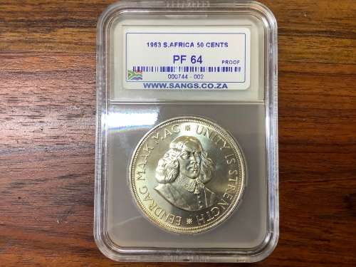 1963 Proof 50 Cent Sangs graded PF64