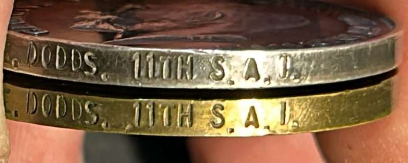 Full Size World War One War Medal/Victory Medal Pair to:Pte S.E Dodds 11th S.A.I