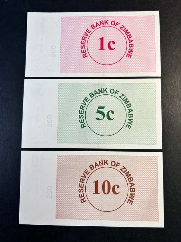 Zimbabwe bearer cheques x 3