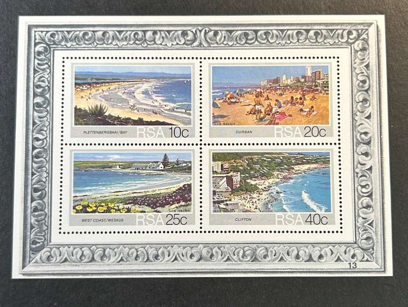 Beaches in South Africa stamp sheet