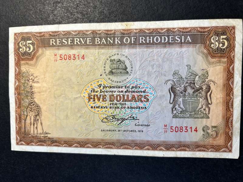 Rhodesia $5 note