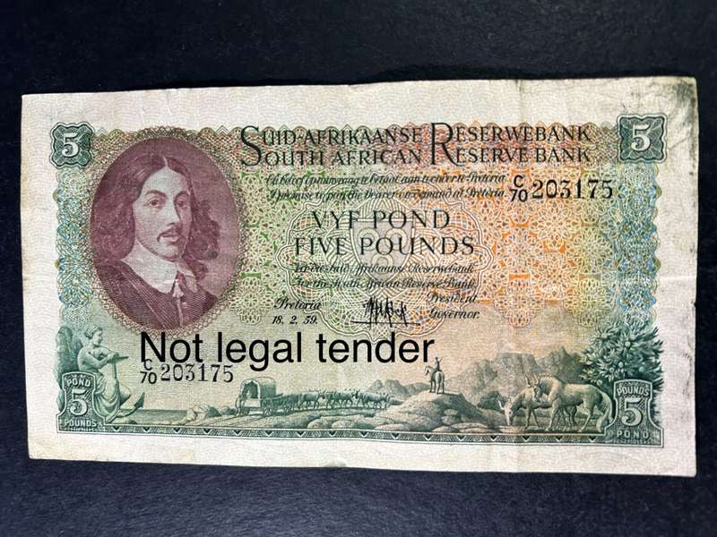 MH de Kock 5 Pounds note.