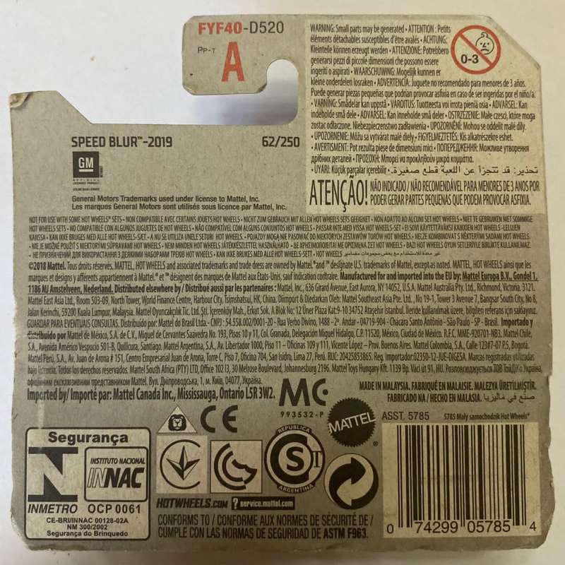 Hotwheels Diecast on Card:2019 Speed Blur