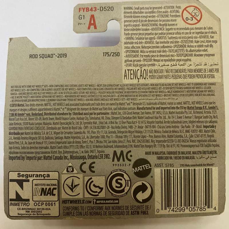 Hotwheels Diecast on Card:2019 Rod Squad