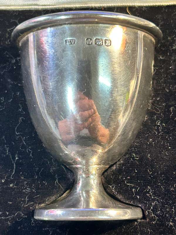Antique baby Christening gift set in sterling silver.