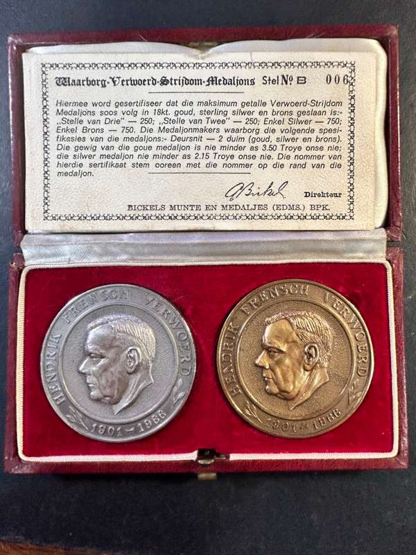 Verwoerd Strijdom 1958 medallion set