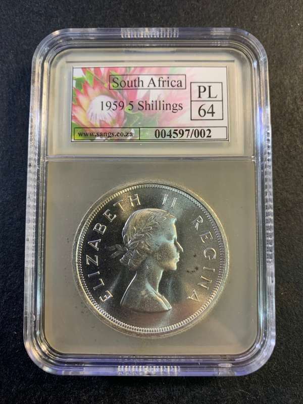 1959 5 Shilling SANGS grades PL64