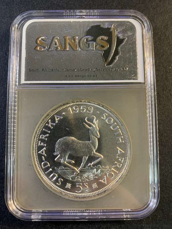 1959 5 Shilling SANGS grades PL64