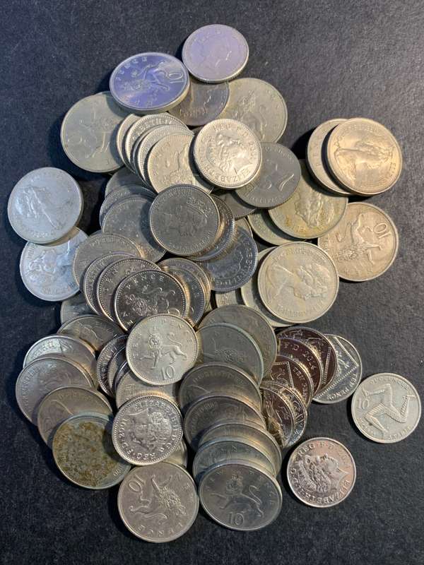 Collection of British 10 pence coins