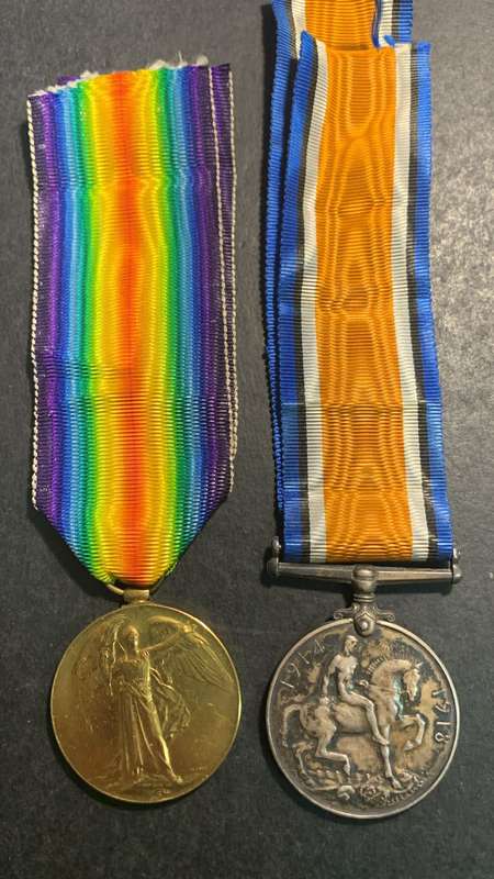 Full Size World War One Pair to:PTE H.Broxup K.R.RIF.C