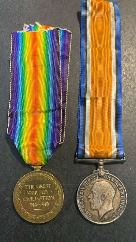 Full Size World War One Pair to:PTE H.Broxup K.R.RIF.C