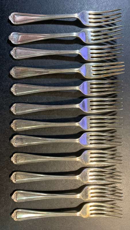 Argyle plated silver forks x 12