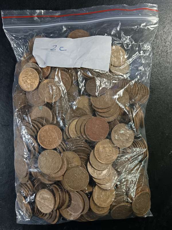 Lot of 2 cent coins