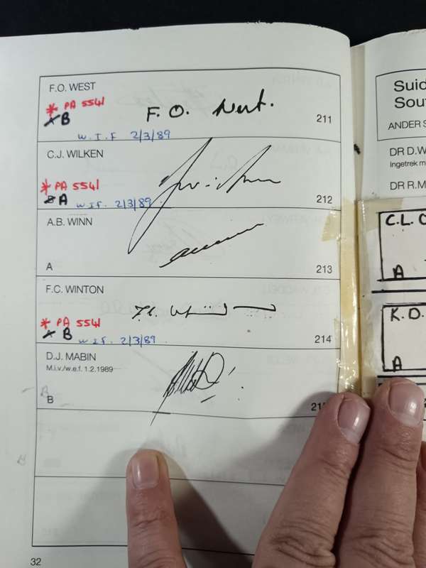 A book containing specimen signatures of people at the reserve bank