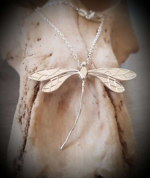 Dragonfly Necklace, Sterling Silver Dragonfly Necklace