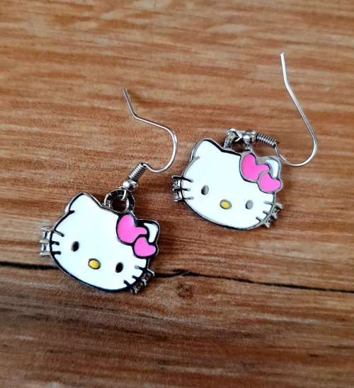 Hello Kitty Earrings, Girly Dangle Earrings, Fandom Accessories