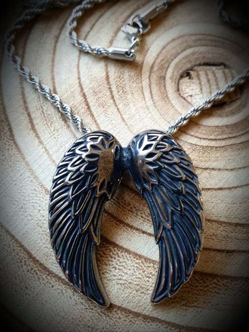 Angel Wing Stainless Steel Necklace, Duo Wings Pendant, Wing Jewellery