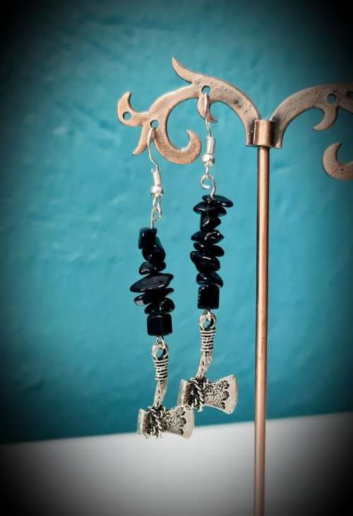 Axe and Black Onyx Earrings