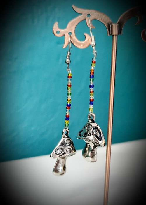 Mushroom Beaded Earrings