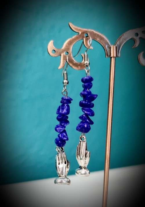 Palmistry Earrings With Lapis Lazuli