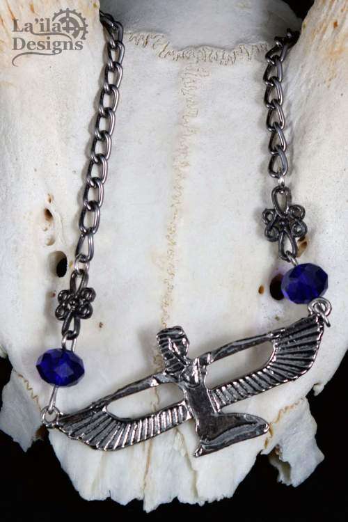 Isis Egyptian Necklace - Blue Beads