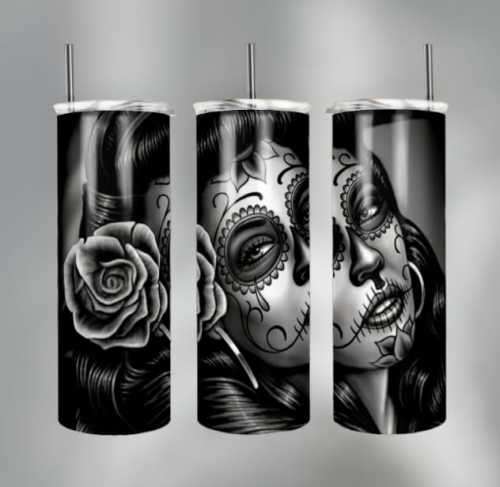 Day Of The Dead Stainless Steel Tumbler With Straw