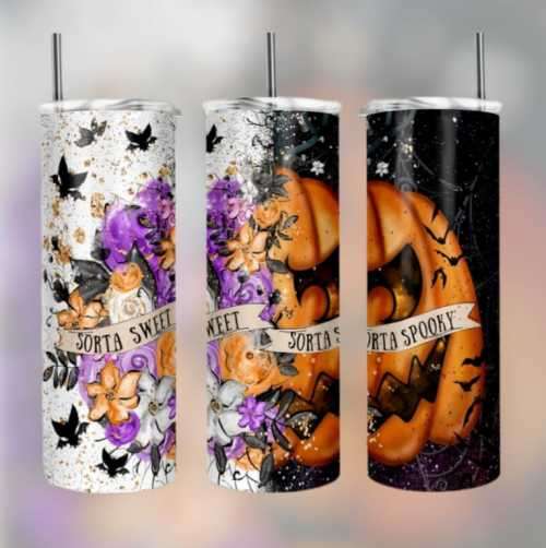 Sorta Sweet Sorta Spooky Pumpkin Stainless Steel Tumbler With Straw