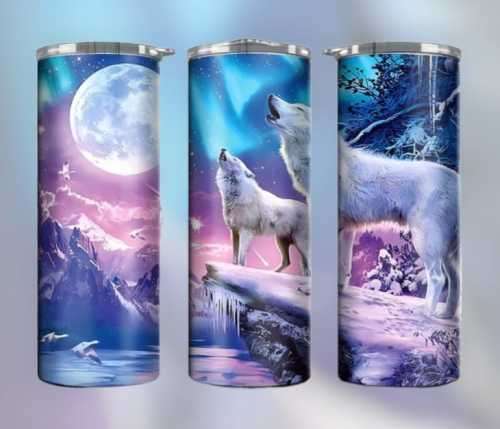 Howling Wolves Stainless Steel Tumbler With Straw