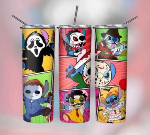 Stitch Horror Characters Stainless Steel Tumbler With Straw