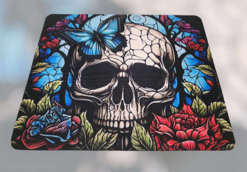 Skull Stained Glass Effect Square Mousepad