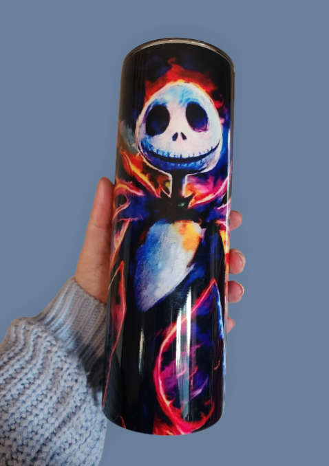 Jack & Sally Nightmare Before Christmas Stainless Steel Tumbler With Straw