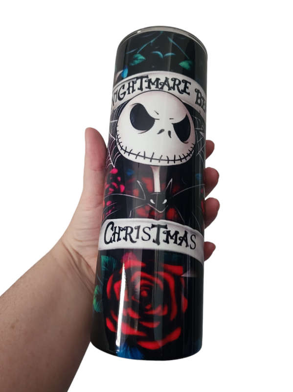 Jack Skellington Nightmare Before Christmas Stainless Steel Tumbler With Straw