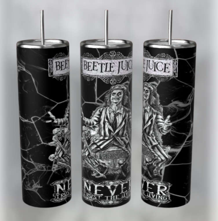 Beetlejuice Never Trust The Living Stainless Steel Tumbler With Straw