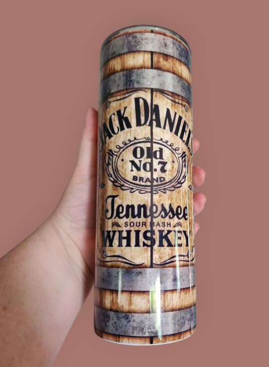 Jack Daniels Wood-Look Stainless Steel Tumbler With Straw