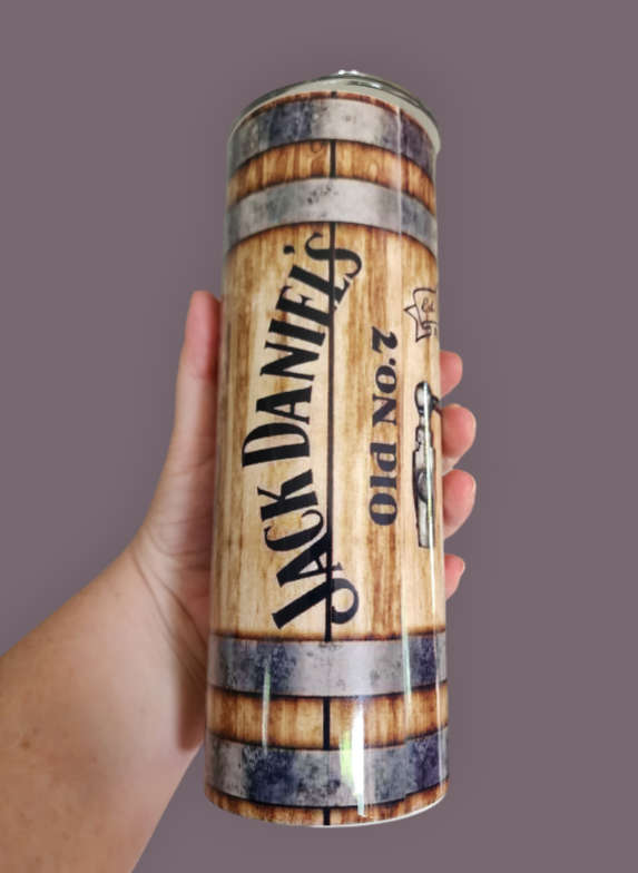 Jack Daniels Wood-Look Stainless Steel Tumbler With Straw