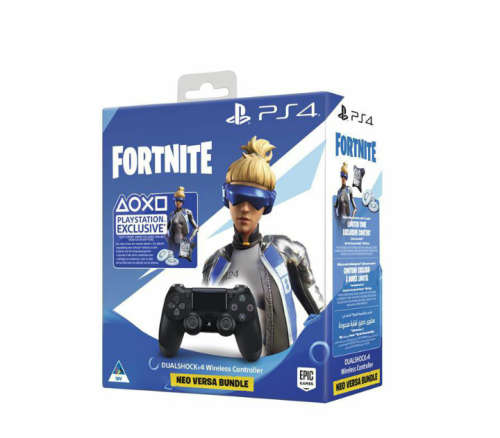 PS4 Dualshock 4 Playstation 4 Controller - Black + Fortnite Neo Versa Bundle - Black (PS4)