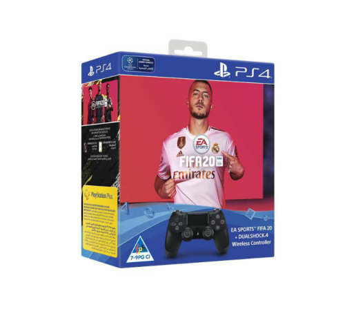 Playstation 4 DualShock 4 Controller (Black) + FIFA 20 (PS4)