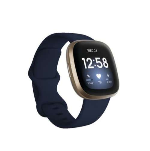 Fitbit Versa 3 Smartwatch - Midnight/Soft Gold Aluminum