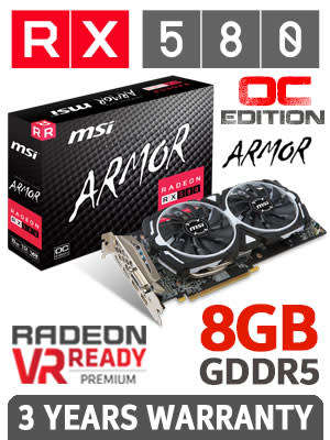 MSI Armor RX580 8GB Graphics Card